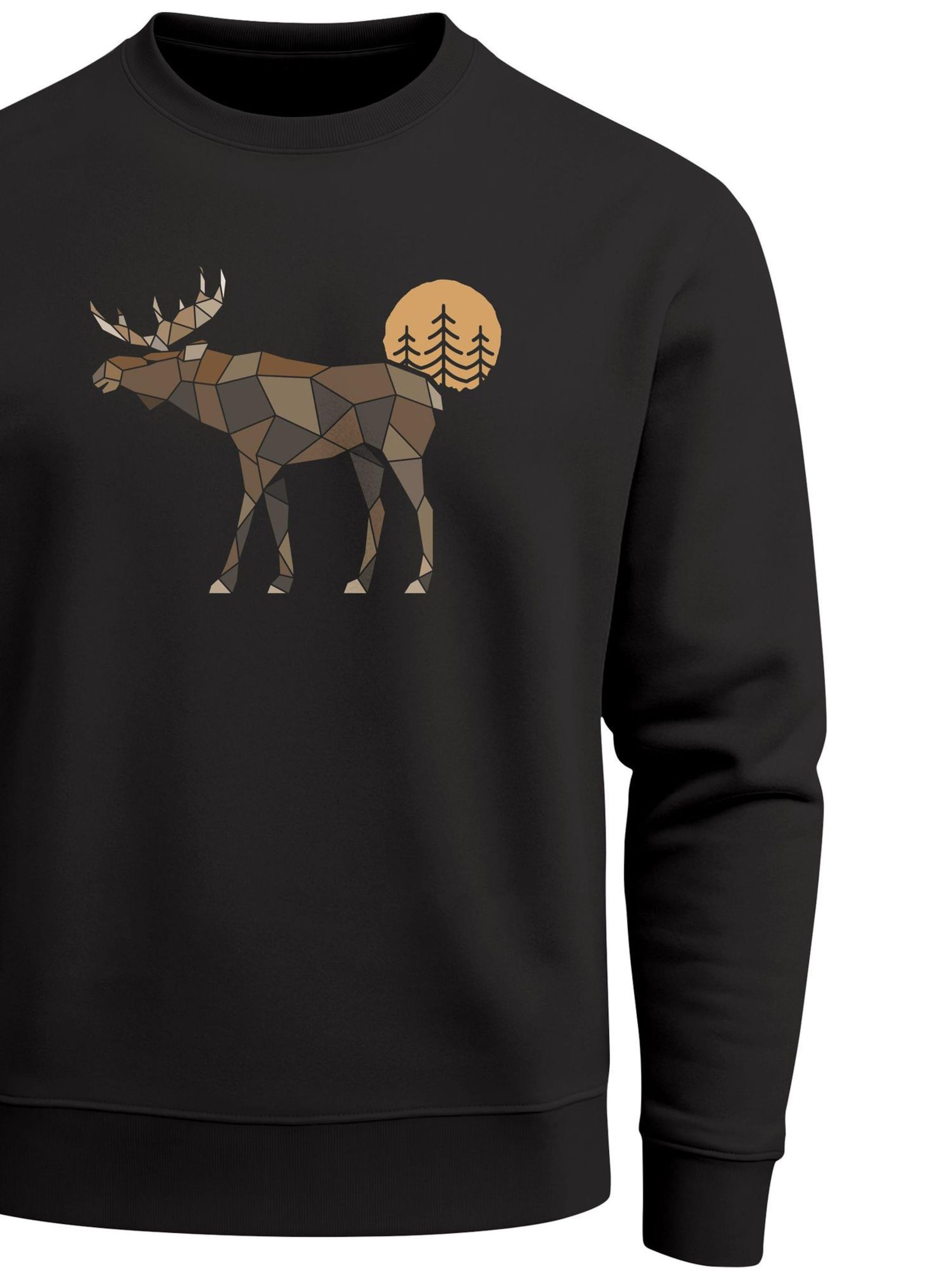 Neverless Sweatshirt 'Elch Polygon'‌‌‌ in Schwarz