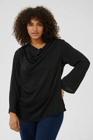 KAFFE CURVE Blouse 'Meriel' in Zwart: voorkant