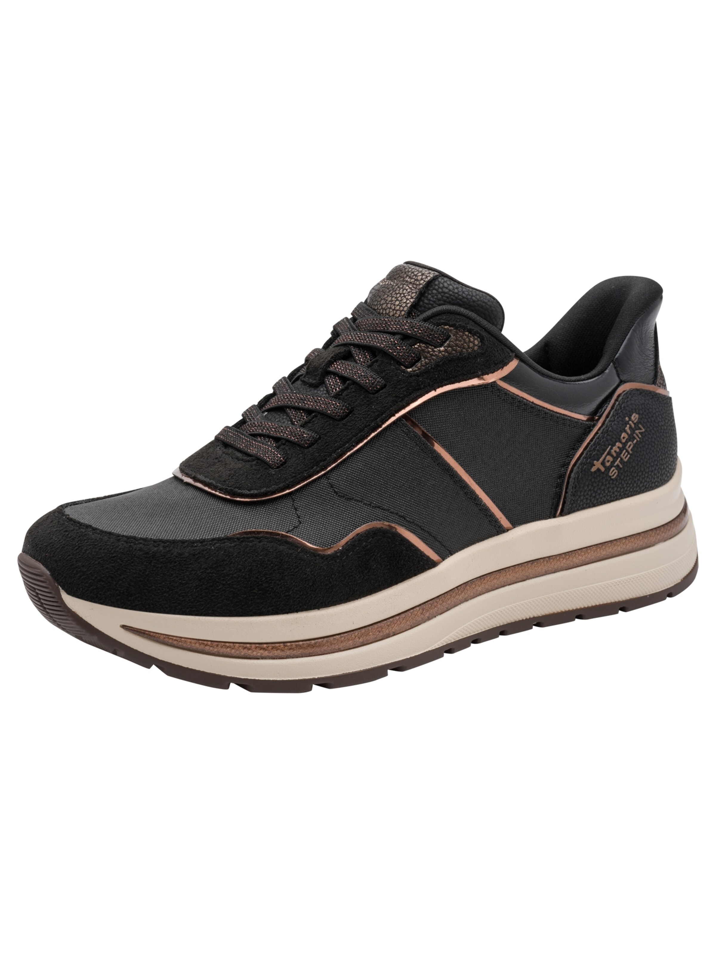 Sneaker bassa di Tamaris in nero: frontale