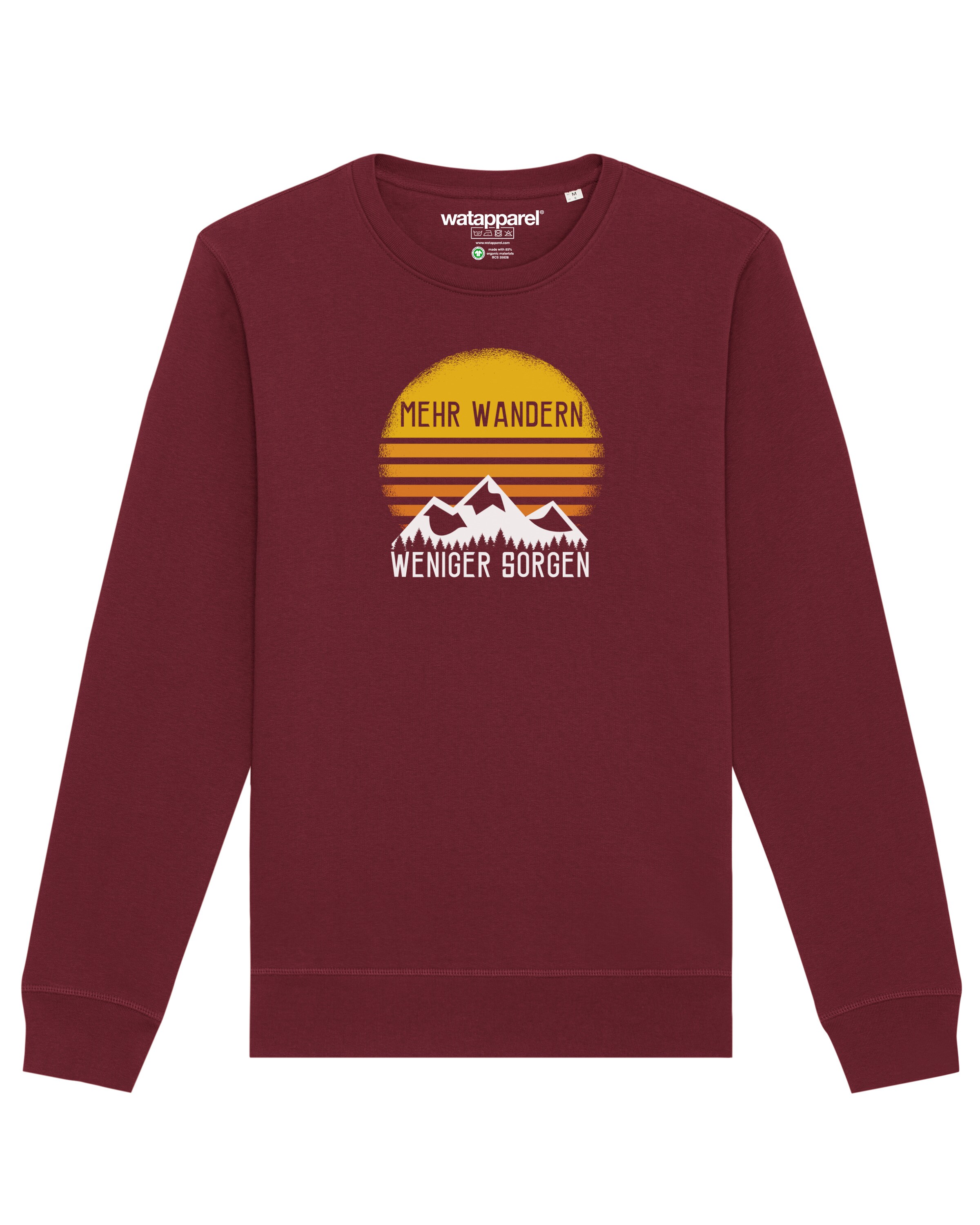 Sweat-shirt ' Mehr Wandern ' Watapparel en rouge : devant
