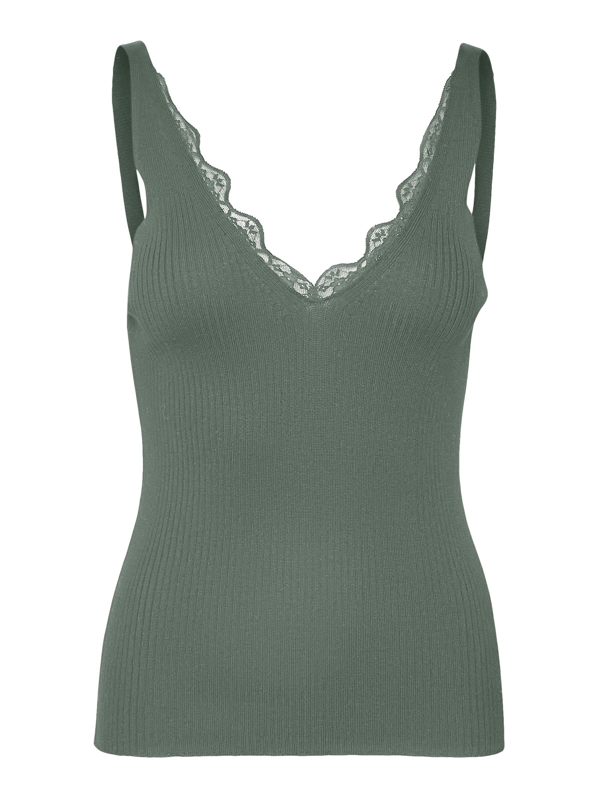 VERO MODA Gebreide top 'AWVILJA' in Groen: voorkant