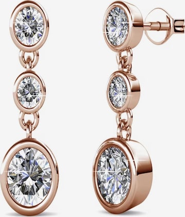 ROUGEMONT Jewellery Earrings 'Trendige Ohrhänger mit 3 funkelnden Kristallen' in Gold: front