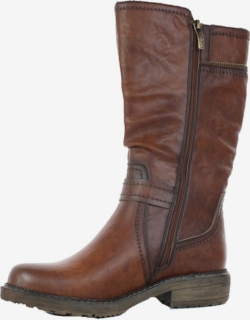 Relife Stiefel mit Deko-Reißverschluss and der Außenseite in Braun: Vorderseite