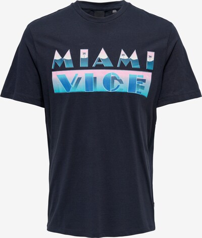 Only & Sons T-Shirt 'VICE' en bleu nuit / mélange de couleurs, Vue avec produit