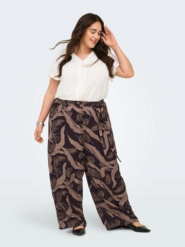 ONLY Carmakoma Wide leg Pleat-Front Pants 'CARVILMA' in Brown