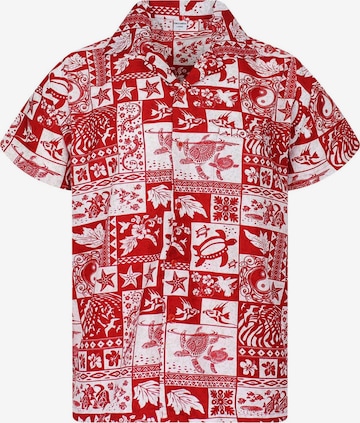King Kameha Shirt 'Puzzle' in Rot: Vorderseite