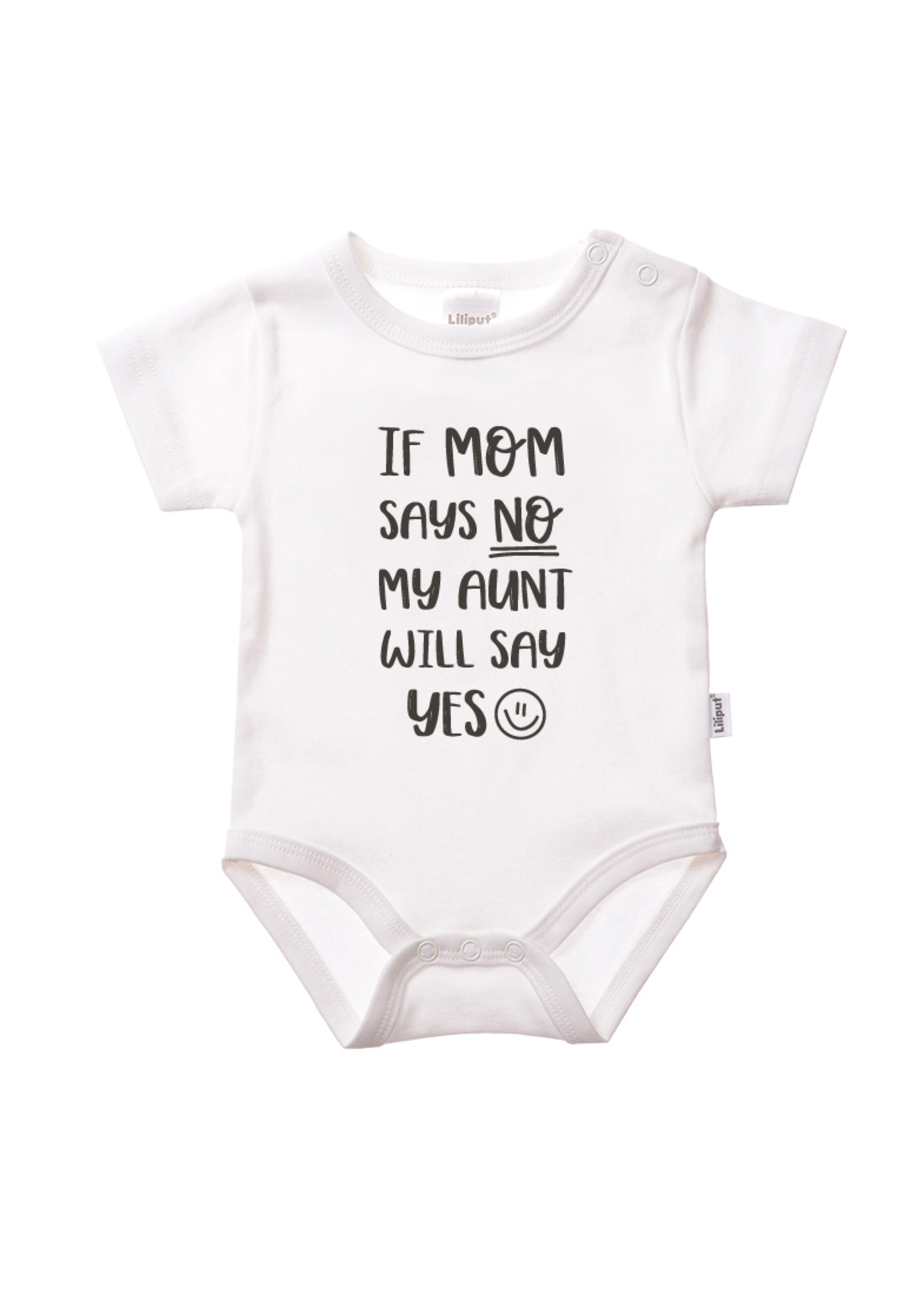 LILIPUT Romper/Bodysuit 'If Mom says no' in White: front
