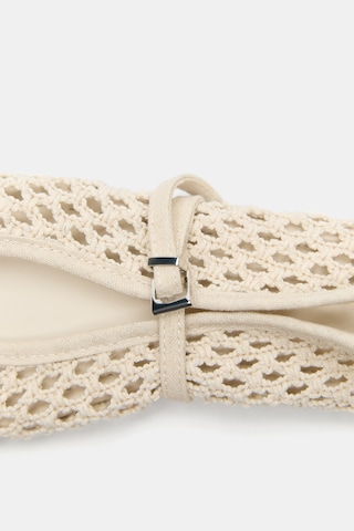 Pull&Bear Ballet Flats with Strap in Beige
