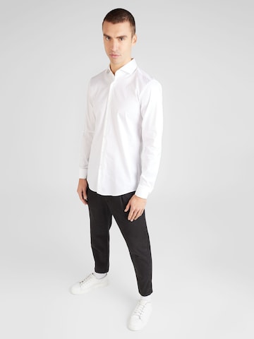 BOSS Black Slim Fit Бизнес риза ' H-Hank ' в бяло