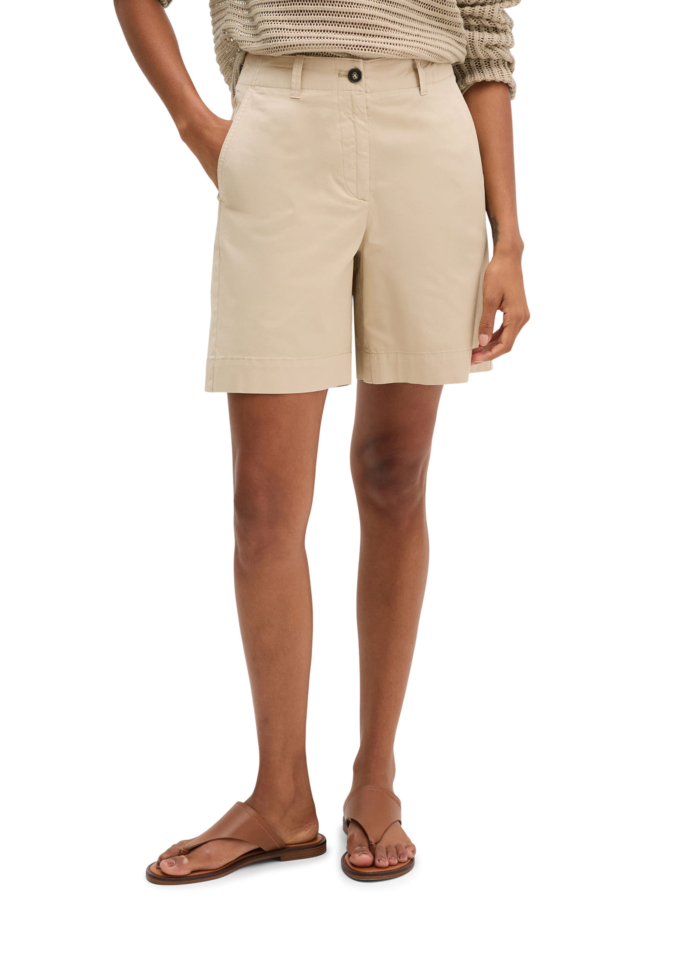 Wide Leg Pantalon chino Marc O'Polo en beige : devant