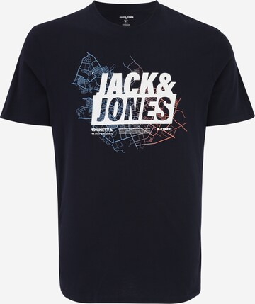 Jack & Jones Plus - Camiseta 'MAP' en azul: frente