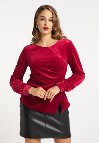 Camicia da donna di faina in rosso: frontale