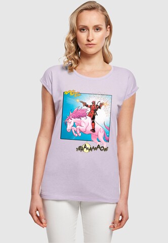 ABSOLUTE CULT T-Shirt 'Deadpool - Unicorn Battle' in Lila: Vorderseite