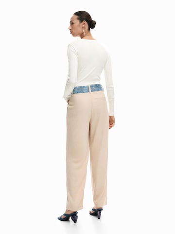 Desigual Wide leg Pleat-front trousers in Brown