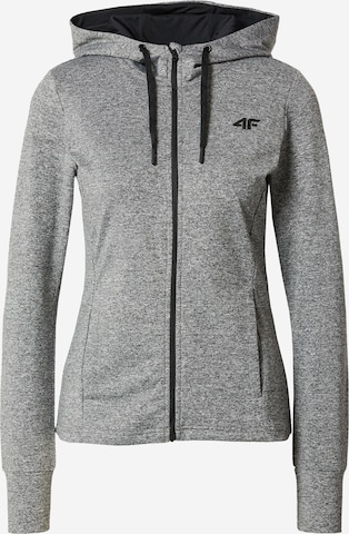 4F Athletic Zip-Up Hoodie in Grey: front