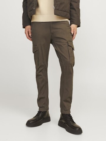 JACK & JONES Slim fit Cargo trousers 'JJIPaul JJFLake' in Brown: front