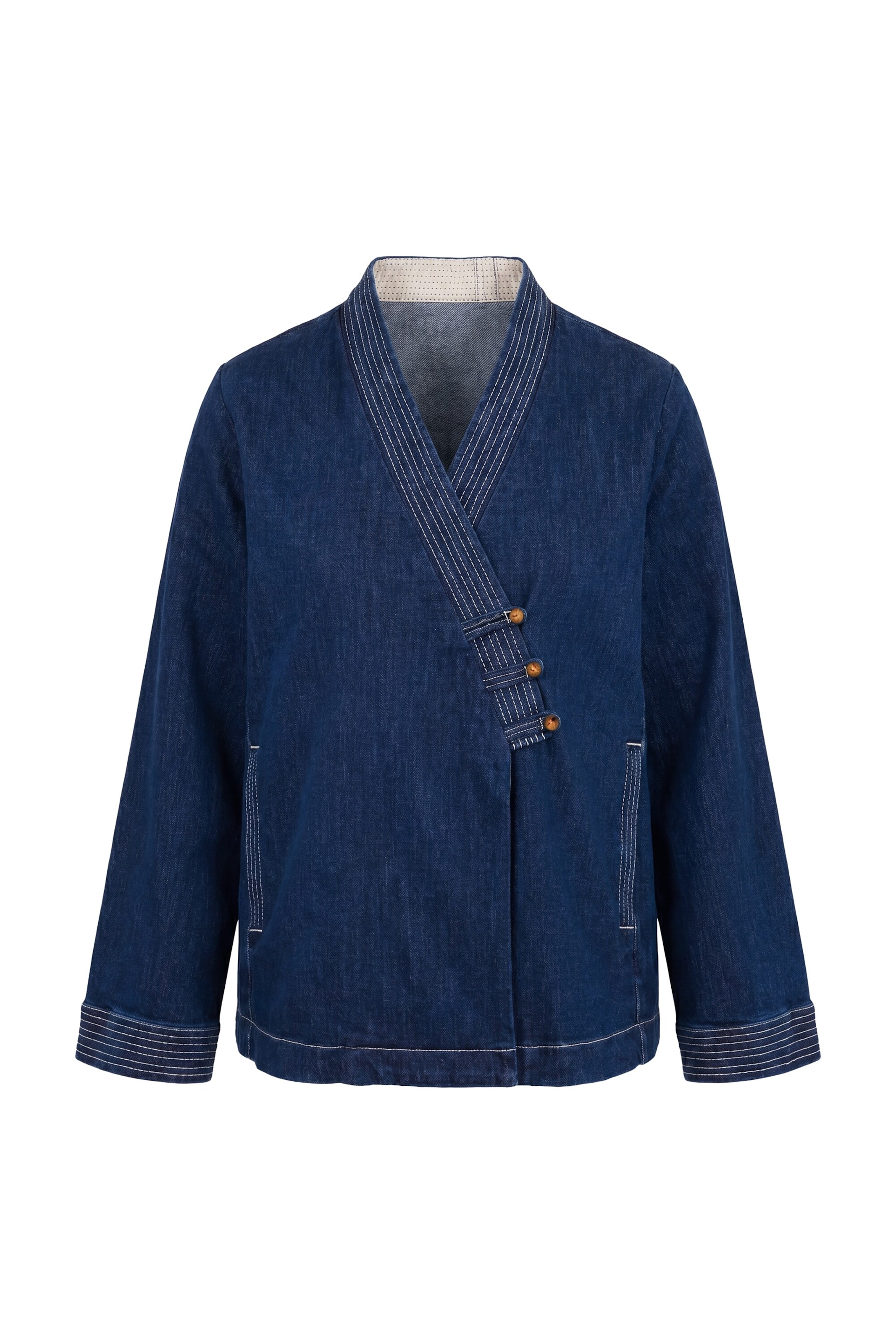 Ulla Popken Jacke in M-L in blue denim, Produktansicht