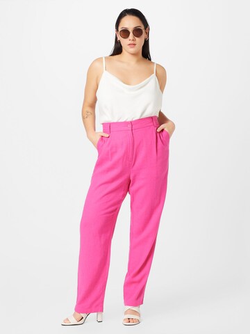 ONLY Carmakoma Regular Pleat-Front Pants 'CARO' in Pink