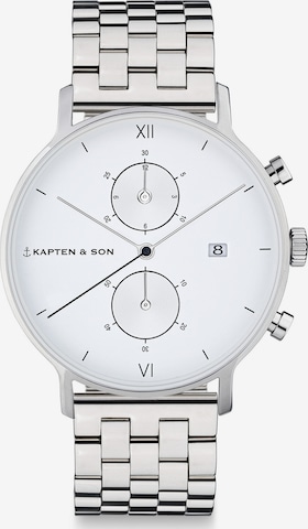 Montre à affichage analogique 'Chrono Small Silver Steel' Kapten & Son en argent : devant