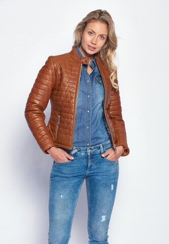 Maze Lederjacke mit Raffungen 'Sota' in Braun