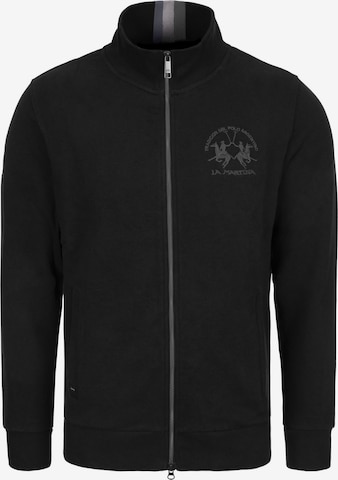 La Martina Sweatvest 'MBF301' in Zwart: voorkant