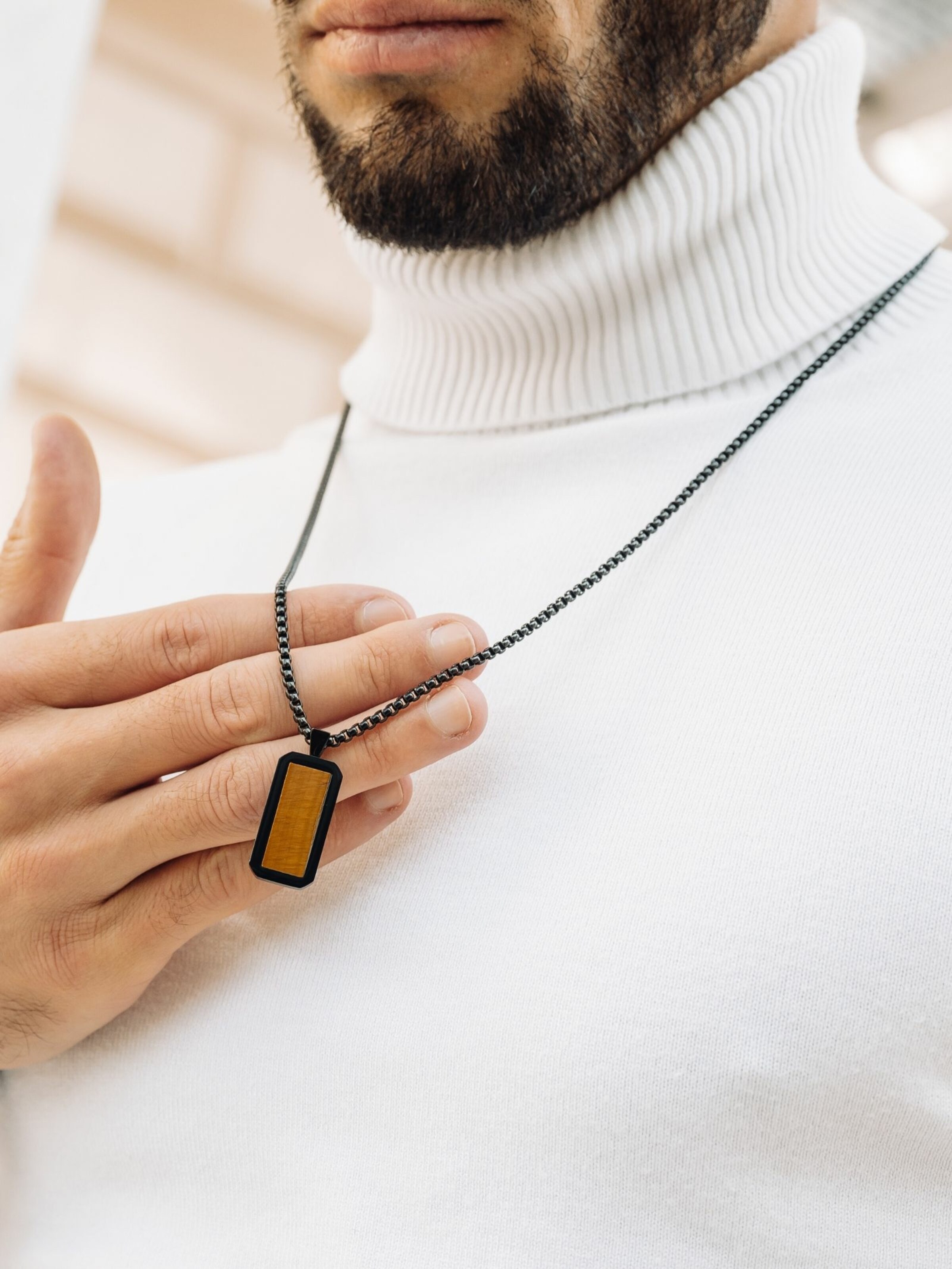 Chaîne 'Rectangle Pendant' GT Collection en marron