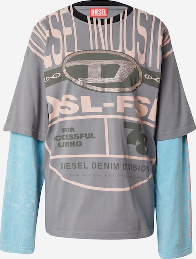 DIESEL T-shirt 'BUXT' en bleu clair / gris / rose ancienne / noir, Vue avec produit