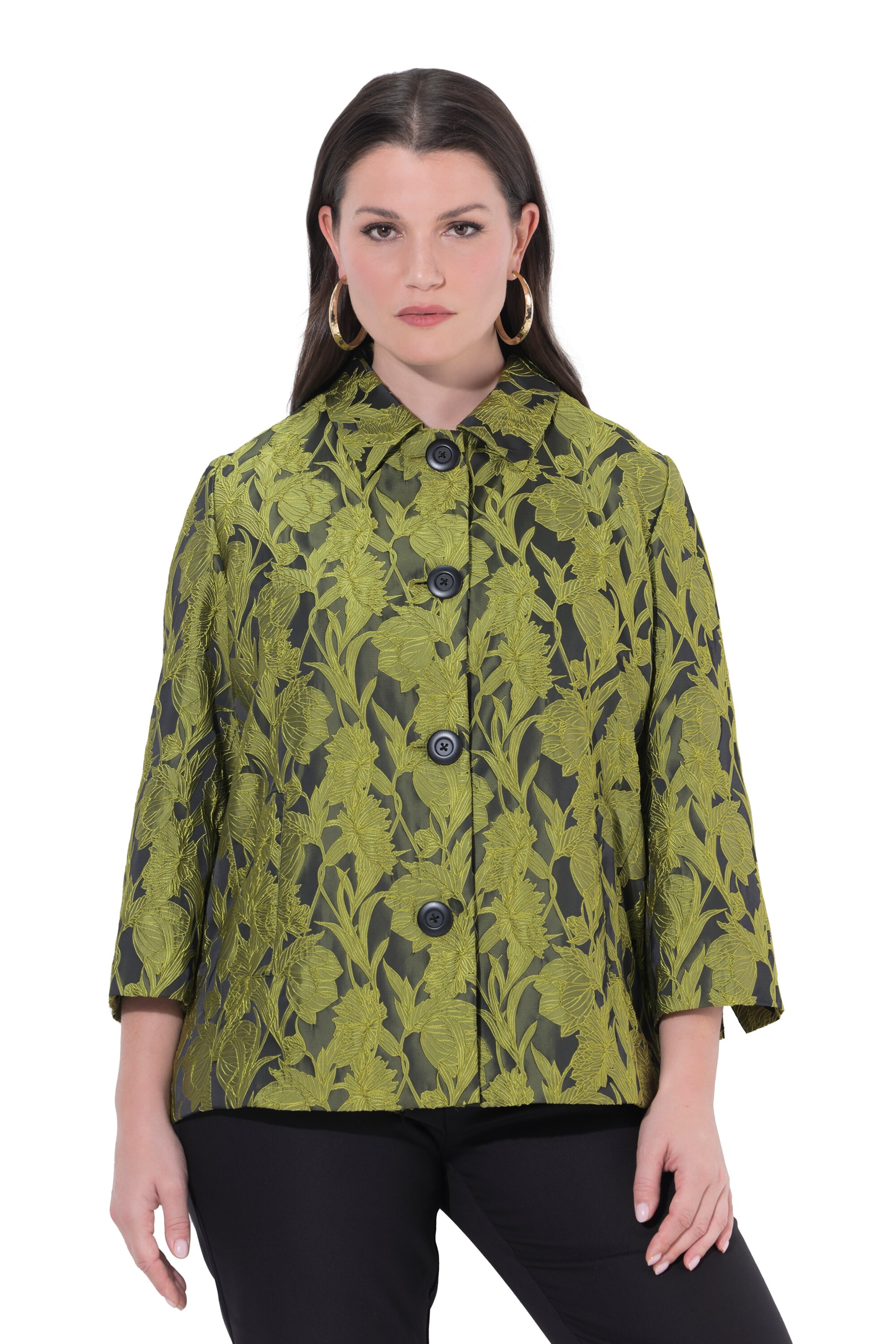 Ulla Popken Between-Season Jacket in Green: front