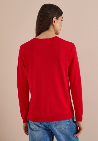CECIL Basic Pullover mit V-Neck in Unifarbe in Rot