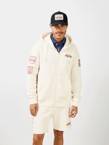 FC BAYERN MÜNCHEN Zip-Up Hoodie München in Weiß: Vorderseite
