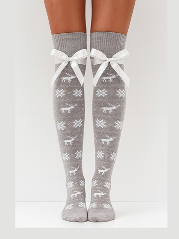 Lycille Over the Knee Socks in Grey: front