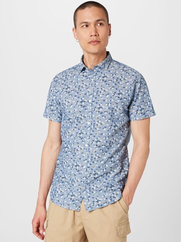 JACK & JONES Regular fit Button Up Shirt 'Summer Blackpool' in Blue: front