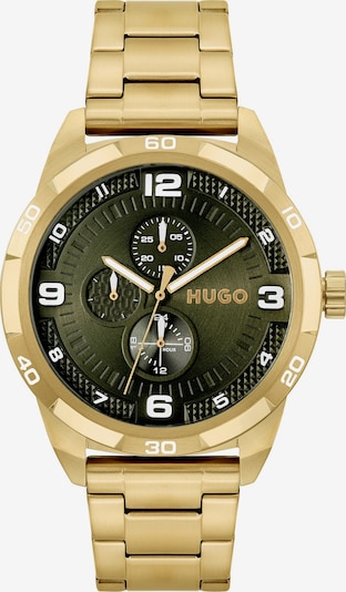 HUGO Montre à affichage analogique en or / vert / blanc, Vue avec produit