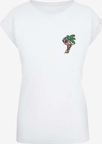 Mister Tee Shirt 'Flamingo' in Wit: voorkant