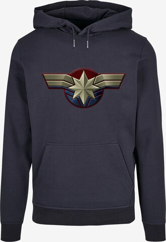 ABSOLUTE CULT Sweatshirt 'Captain Marvel - Chest Emblem' in Blauw: voorkant