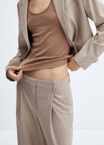 MANGO Wide leg Veckad byxa 'Florida' i beige