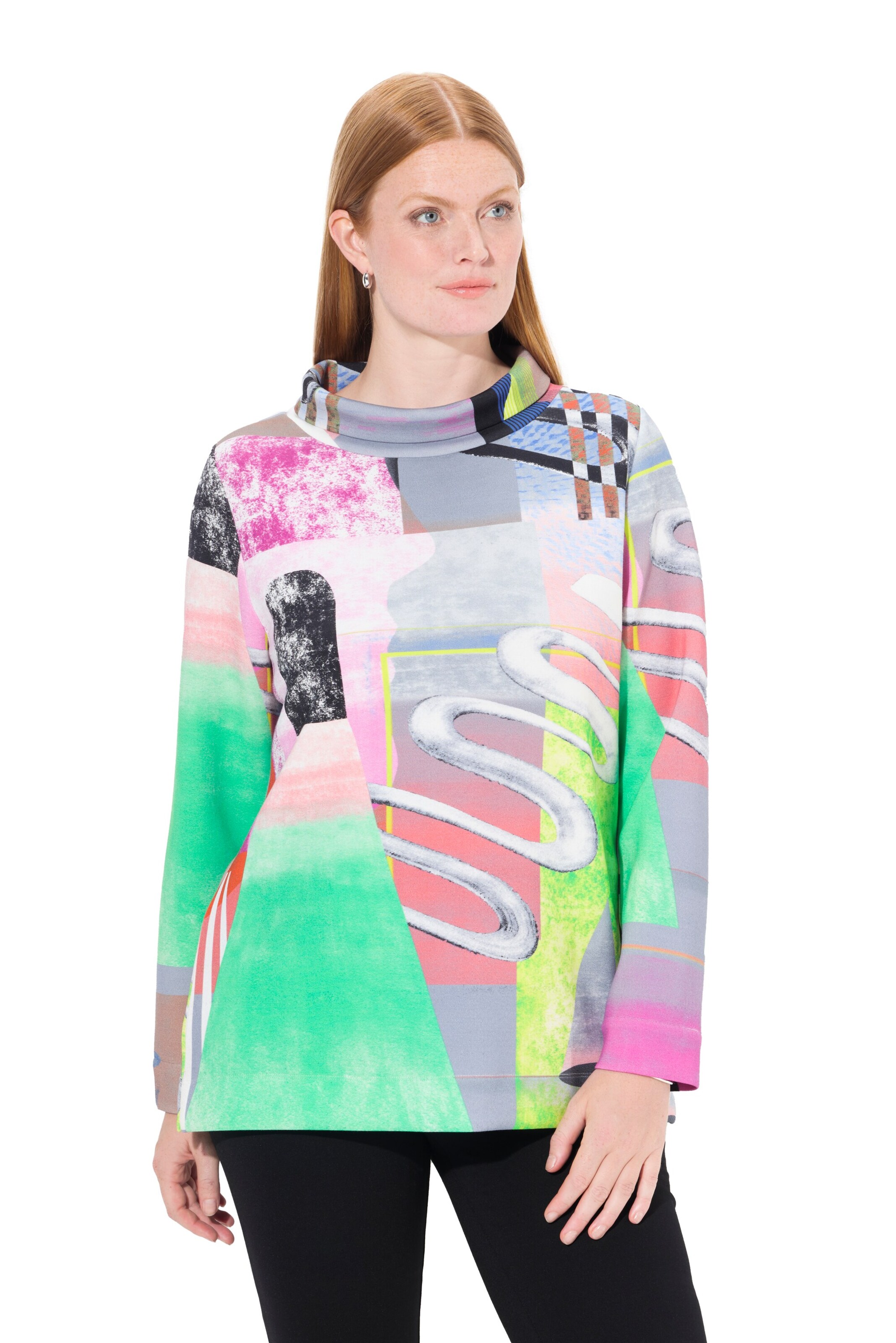 Ulla Popken Sweatshirt in Gemengde kleuren: voorkant