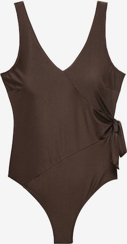 MANGO Triangle Swimsuit 'Olasp' in Brown: front