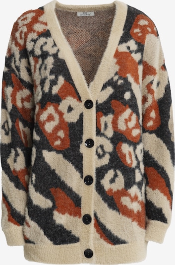 Influencer Strickjacke in beige / rostbraun / schwarz, Produktansicht