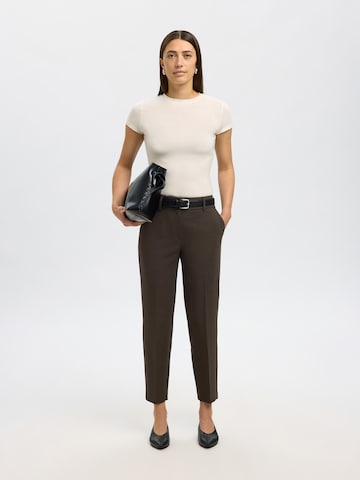 SELECTED Regular Trousers with creases 'SLFRITA-RIA' in Brown