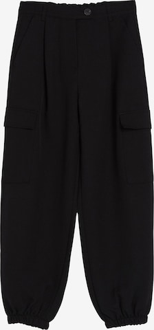 Bershka Tapered Cargo Pants in Black: front