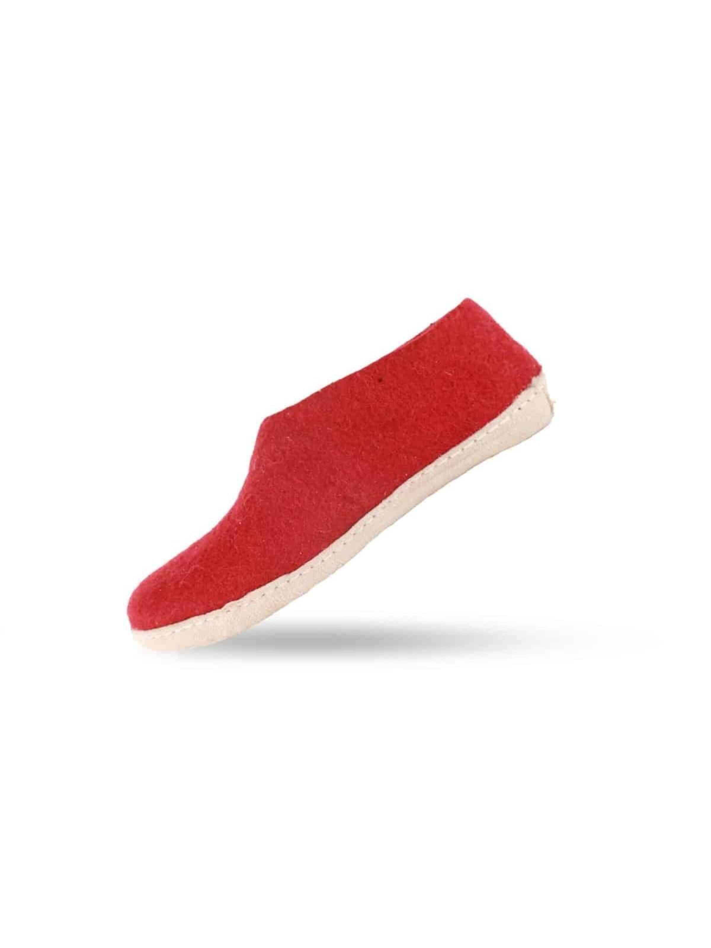 SHUS walk with nature Huisschoenen 'Uldhjemmesko (100% ren uld) - m/sål i skind - Dansk Design fra SHUS' in Rood: voorkant