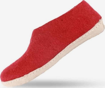 SHUS walk with nature Huisschoenen 'Uldhjemmesko (100% ren uld) - m/sål i skind - Dansk Design fra SHUS' in Rood: voorkant