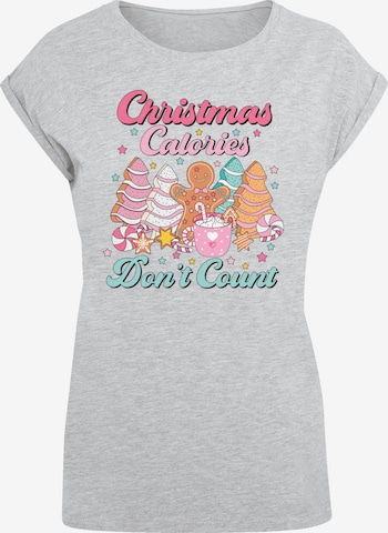 F4NT4STIC Shirt 'Christmas Calories Dont Count Candy' in Grey: front