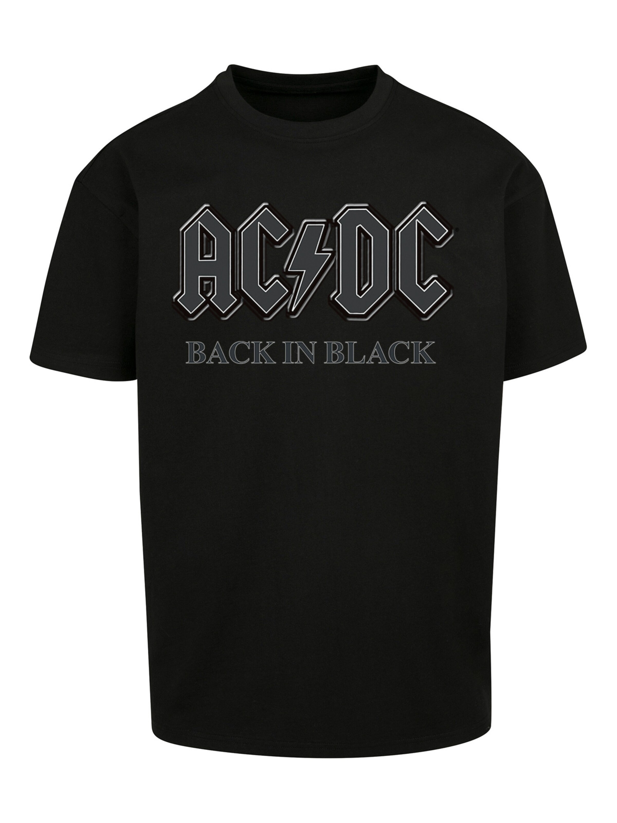 F4NT4STIC Shirt 'ACDC Rock Band Shirt Back in Black' in Black: front