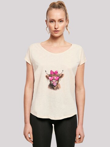 F4NT4STIC Shirt 'Highland Cow Valentinstag Sonnenbrille' in Beige: front