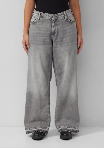 QS Wide leg Jeans in Grijs: voorkant