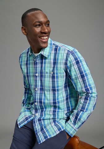 DELMAO Regular fit Button Up Shirt in Green: front