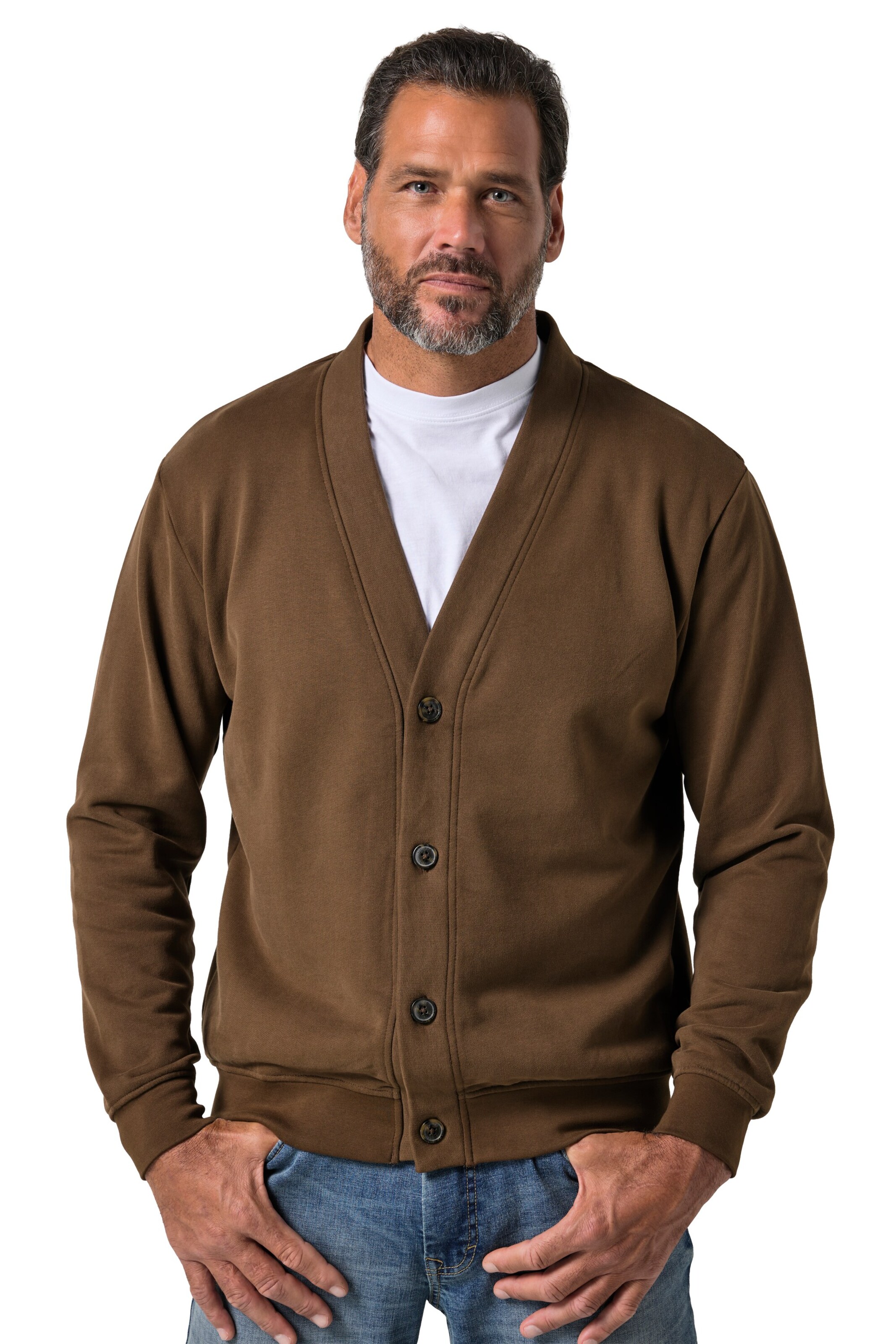 JP1880 Sweatjacke in Braun: Vorderseite