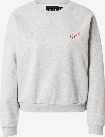 PIECESSweater majica - siva boja: prednji dio